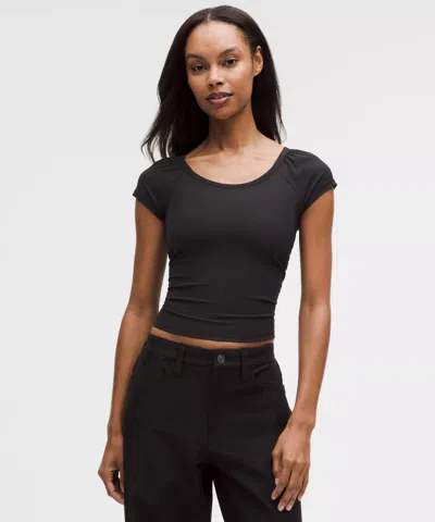 Lululemon All It Takes Gathered Scoopneck T-shirt In Black