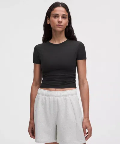 Lululemon All It Takes Ribbed Keyhole Short-sleeve Shirt In Black