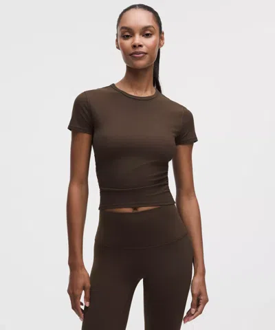 Lululemon All It Takes Ribbed Keyhole Short-sleeve Shirt In Brown