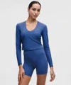 Lululemon All It Takes Ribbed Nulu V-neck Long-sleeve Shirt In Blue