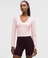 Lululemon All It Takes Ribbed Nulu V-neck Long-sleeve Shirt In Pink