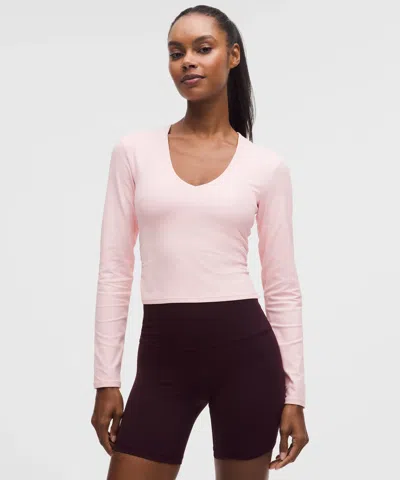 Lululemon All It Takes Ribbed Nulu V-neck Long-sleeve Shirt In Pink