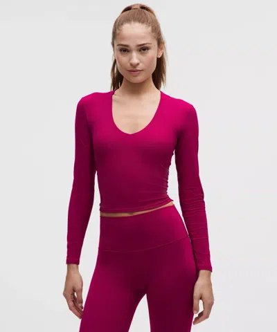Lululemon All It Takes Ribbed Nulu V-neck Long-sleeve Shirt In Pink
