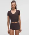 Lululemon All It Takes Ribbed Nulu V-neck T-shirt In Brown