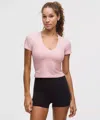 Lululemon All It Takes Ribbed Nulu V-neck T-shirt In Pink