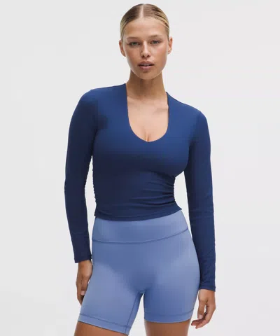 Lululemon All It Takes Ribbed Nulu V-neck Long-sleeve Shirt In Blue