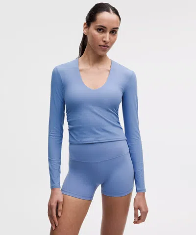 Lululemon All It Takes Ribbed Nulu V-neck Long-sleeve Shirt In Blue