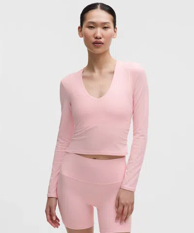 Lululemon All It Takes Ribbed Nulu V-neck Long-sleeve Shirt In Pink