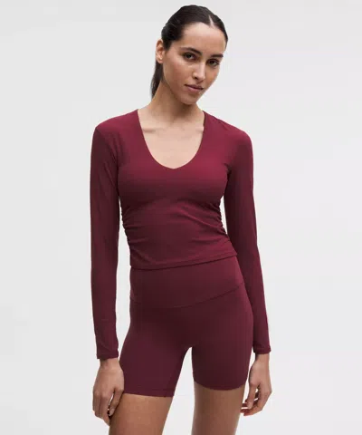 Lululemon All It Takes Ribbed Nulu V-neck Long-sleeve Shirt In Red