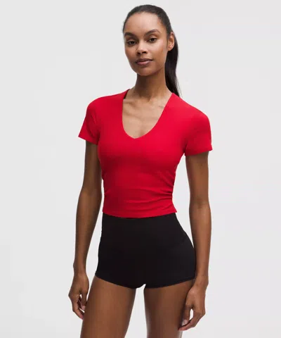 Lululemon All It Takes Ribbed Nulu V-neck T-shirt In Red