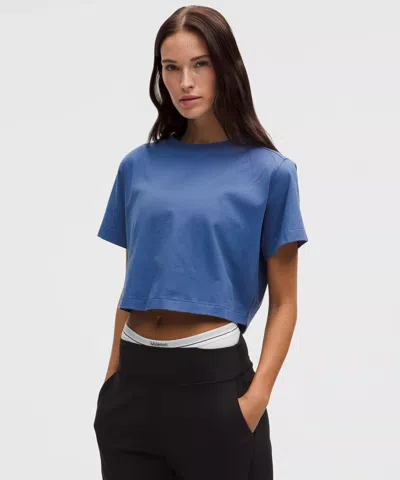 Lululemon All Yours Organic Cotton Cropped T-shirt In Blue
