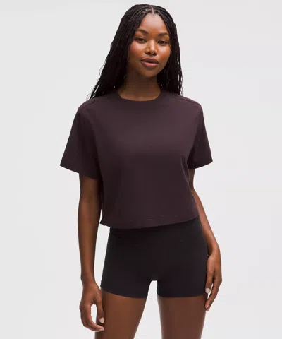 Lululemon All Yours Organic Cotton Cropped T-shirt In Purple