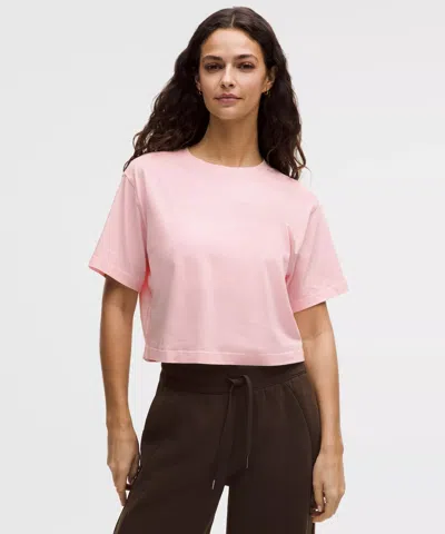 Lululemon All Yours Organic Cotton Cropped T-shirt In Pink