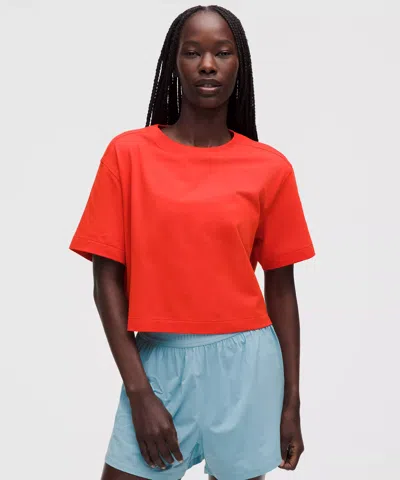 Lululemon All Yours Organic Cotton Cropped T-shirt In Red
