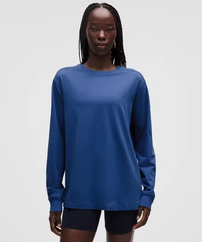 Lululemon All Yours Organic Cotton Long-sleeve Shirt In Blue