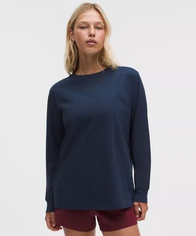 Lululemon All Yours Organic Cotton Long-sleeve Shirt In Blue