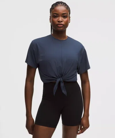 Lululemon All-sport Tie-front Short-sleeve Shirt In Blue