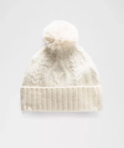 Lululemon Alpaca Wool-blend Cable-knit Fleece-lined Pom Beanie