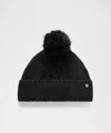 Lululemon Alpaca Wool-blend Cable-knit Fleece-lined Pom Beanie