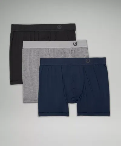 Lululemon Always In Motion Boxer With Fly 5" 3 Pack In Black/heathered Core Medium Grey/true Navy