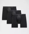 Lululemon Always In Motion Long Boxer With Fly 7" 3 Pack In Black