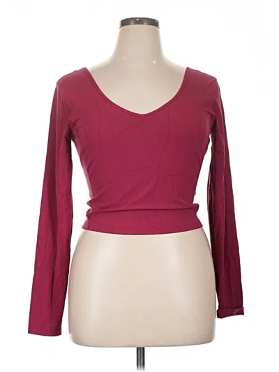 Pre-owned Lululemon Athletica 3/4 Sleeve T-shirt In Burgundy