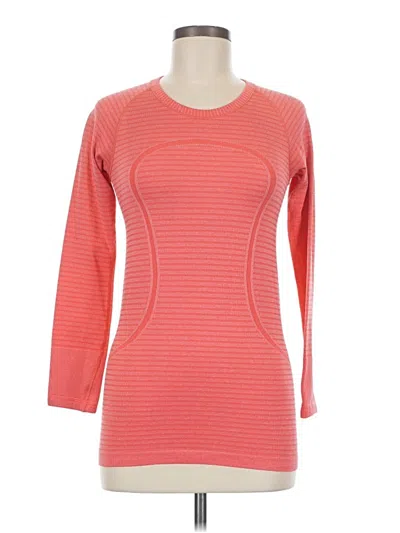 Pre-owned Lululemon Athletica 3/4 Sleeve T-shirt In Orange