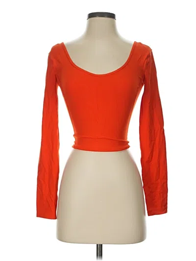 Pre-owned Lululemon Athletica 3/4 Sleeve T-shirt In Orange