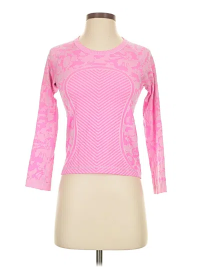 Pre-owned Lululemon Athletica 3/4 Sleeve T-shirt In Pink
