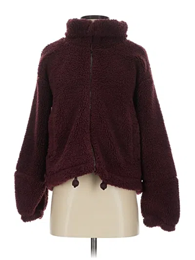 Pre-owned Lululemon Athletica Faux Fur Jacket In Burgundy