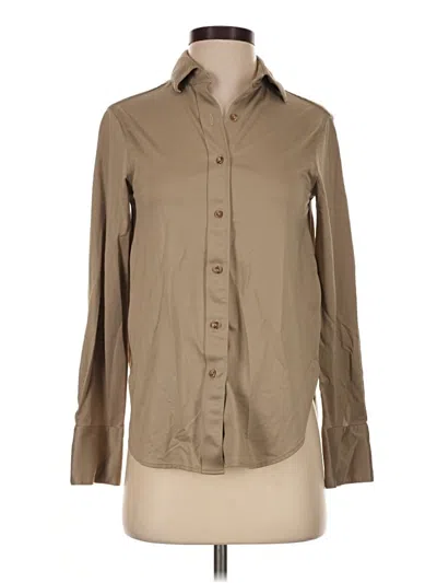 Pre-owned Lululemon Athletica Long Sleeve Button Down Shirt In Tan