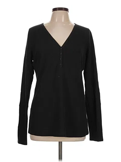 Pre-owned Lululemon Athletica Long Sleeve Henley Shirt In Black