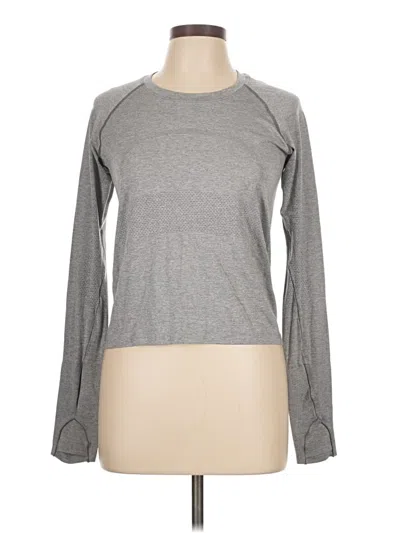 Pre-owned Lululemon Athletica Long Sleeve Top Gray Crew Neck Tops