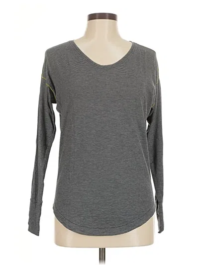 Pre-owned Lululemon Athletica Long Sleeve Top Gray V Neck Tops