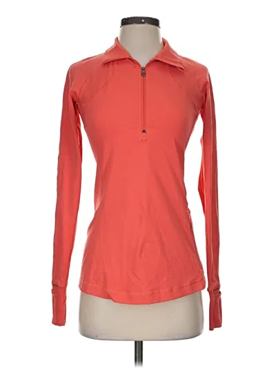Pre-owned Lululemon Athletica Long Sleeve Top Orange Mock Neckline Tops