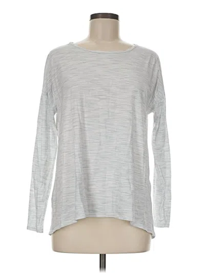 Pre-owned Lululemon Athletica Long Sleeve Top Silver Crew Neck Tops