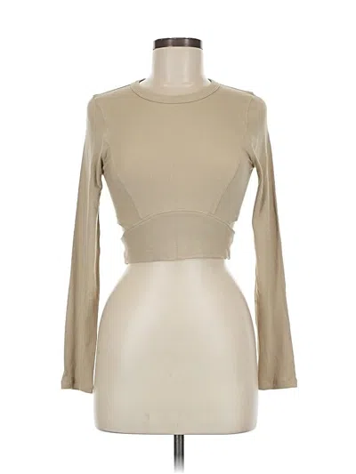 Pre-owned Lululemon Athletica Long Sleeve Top Tan Boatneck Tops In Brown