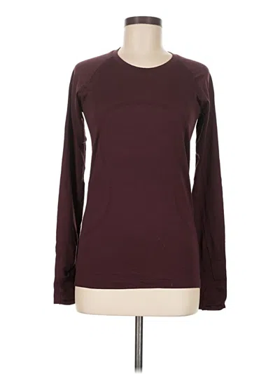 Pre-owned Lululemon Athletica Long Sleeve T-shirt In Burgundy