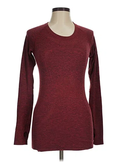 Pre-owned Lululemon Athletica Long Sleeve T-shirt In Burgundy