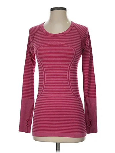 Pre-owned Lululemon Athletica Long Sleeve T-shirt In Burgundy