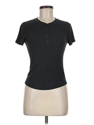 Pre-owned Lululemon Athletica Short Sleeve Henley Shirt In Black