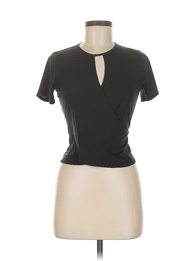 Pre-owned Lululemon Athletica Short Sleeve Top Black Keyhole Neckline Tops