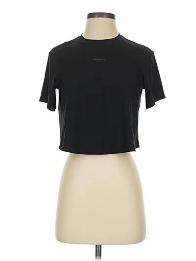 Pre-owned Lululemon Athletica Short Sleeve Top Black Mock Neckline Tops