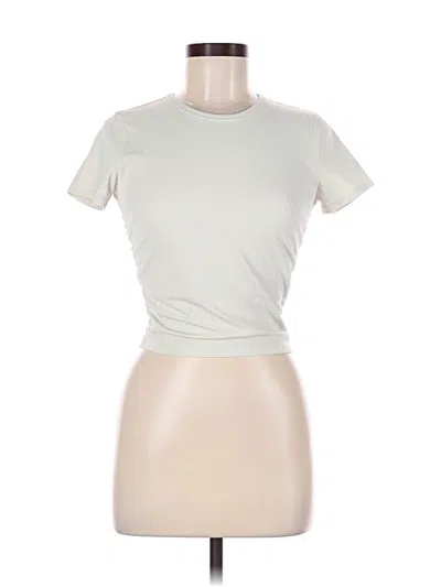 Pre-owned Lululemon Athletica Short Sleeve Top Ivory Crew Neck Tops