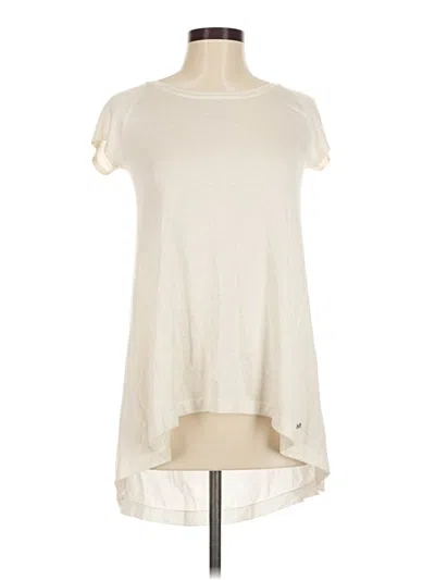 Pre-owned Lululemon Athletica Short Sleeve Top Ivory Keyhole Neckline Tops