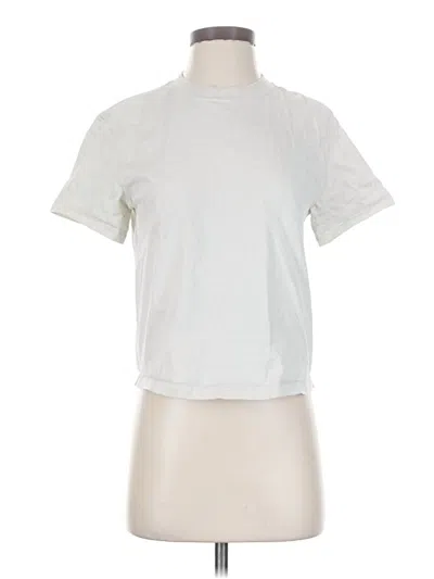 Pre-owned Lululemon Athletica Short Sleeve Top White Mock Neckline Tops