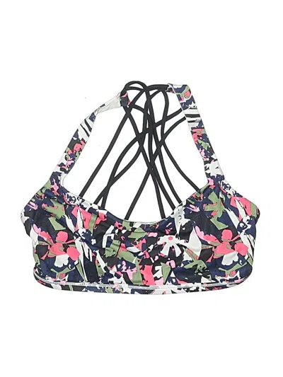 Pre-owned Lululemon Athletica Swimsuit Top Blue Floral Pattern Swimwear