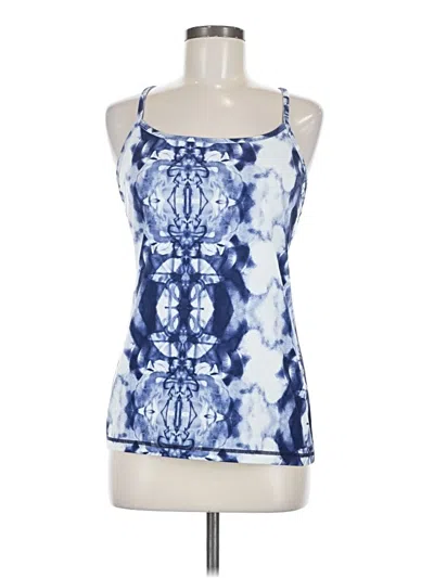 Pre-owned Lululemon Athletica Tank Top Blue Floral Pattern Halter Neckline Tops