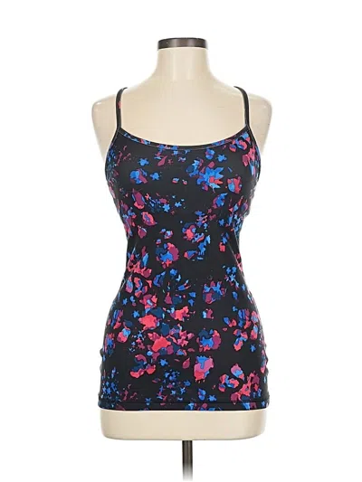 Pre-owned Lululemon Athletica Tank Top Blue Floral Pattern Scoop Neck Tops