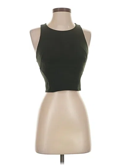 Pre-owned Lululemon Athletica Tank Top Green Solid Pattern Halter Neckline Tops